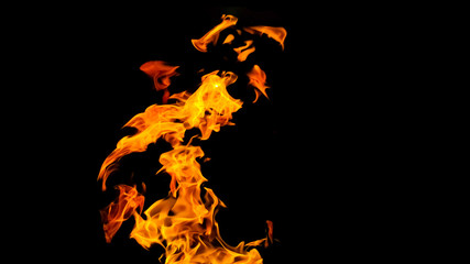 Fire flames on black background. fire on black background isolated. fire patterns