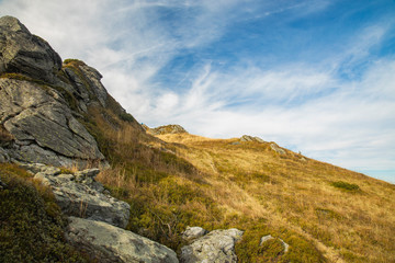 Fototapeta na wymiar highland rocky hills wilderness country side windy scenic landscape environment 