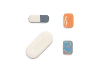 four different rubber eraser isolated on white