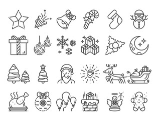 Christmas line icons set