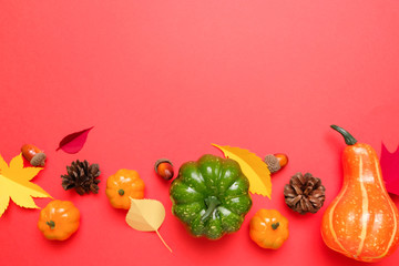 Thanksgiving day. Lettering thank with autumn elements. Thanksgiving concept, greeting card.