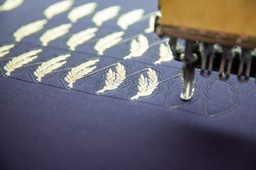 Close up with embroidery machine working
