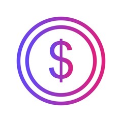 Gradient Coin Icon With White Background