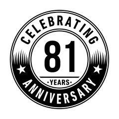 81 years anniversary celebration logo template. Vector and illustration.