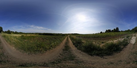 Fototapeta na wymiar Village in the summer HDRI Panorama