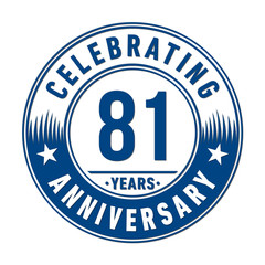 81 years anniversary celebration logo template. Vector and illustration.