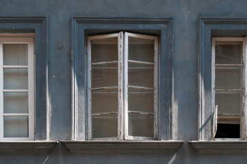 Close-up of a facade of an 19th century building in Warsaw
