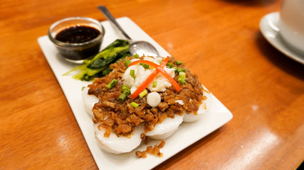 Chinese steamed dumplings, namely as Jui Guay, offered as one of popular snacks in Bangkok'