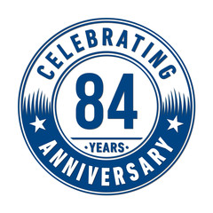 84 years anniversary celebration logo template. Vector and illustration.