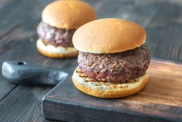 Hamburgers on the cutting board