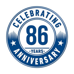 86 years anniversary celebration logo template. Vector and illustration.