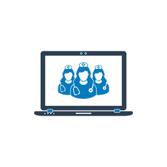 Online Medical Servicing Team Icon. Flat style vector EPS.