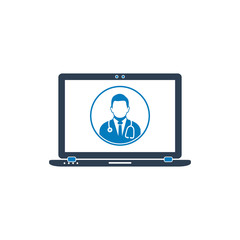 Online Medical Help Icon. Flat style vector EPS.