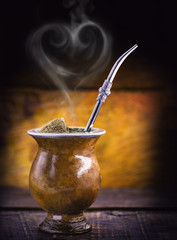 A drink made with mate herbs, typically gaucha, consumed in southern Brazil, the chimarrão. Photo...