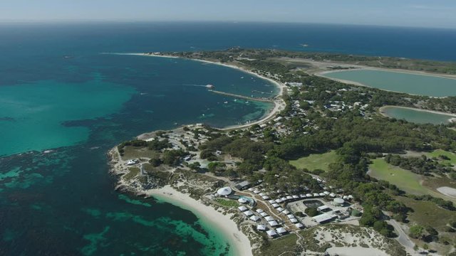 Aerial view Thomson Bay ferry Rottnest Island Perth