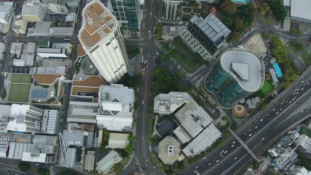 Aerial overhead view along St Georges Terrace Perth