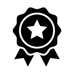Star Badge Vector illustration. Quality design element Glyph Style. Editable stroke.