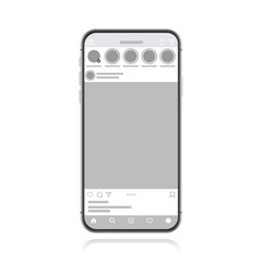 Social media design concept on a white background. Smartphone with social network screen. Modern flat style vector illustration.