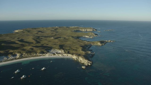 Aerial view yachts in Marjorie Bay Rottnest Perth