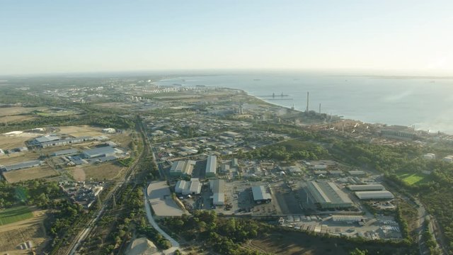 Aerial view Kwinana industrial units coastal suburb Perth