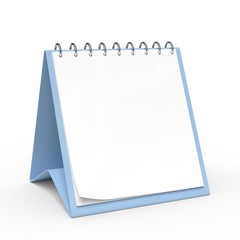 Blank table calendar. Mockup design concept. 3d render isolated on white.