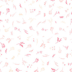 Cute hand drawn floral seamless pattern, great for valentines day, wrapping, banners, wallpapers, textiles - vector design