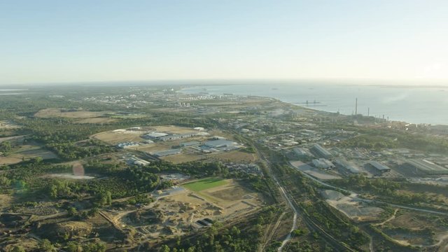 Aerial view Kwinana coastal petro chemical companies Perth