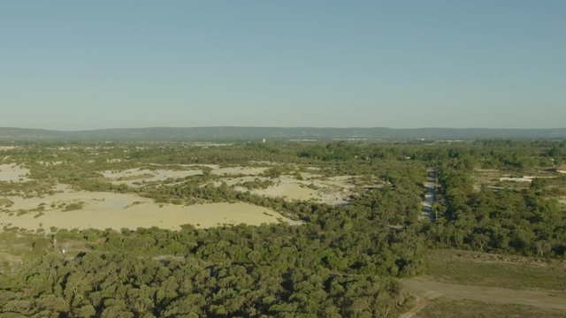 Aerial landscape view rural heathland Perth Western Australia