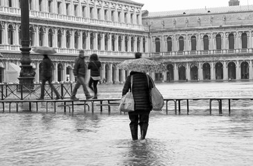 Saint Mark square in Venice in Italy during the high tide