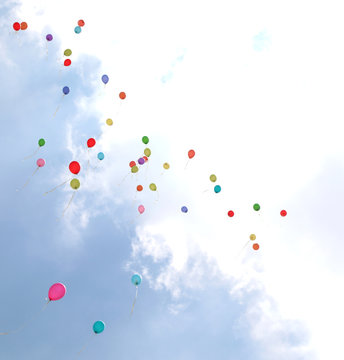 ballons on the air and clouds
