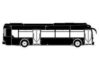 City bus silhouette. Side view of a city bus. Flat vector. © norsob