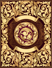 Golden ornate decorative vintage card