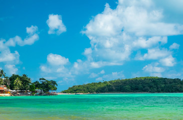 Beautiful view of bay with turquoise water in Thailand, Koh Samui
