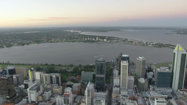Aerial view across Swan River to South Perth