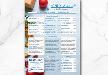 Restaurant Menu Layout with Blue Accents