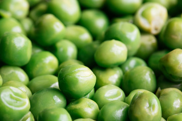 Group of delicious raw green peas