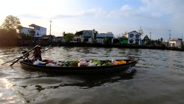 Vietnamese homes and villages floating market Vietnam Asia