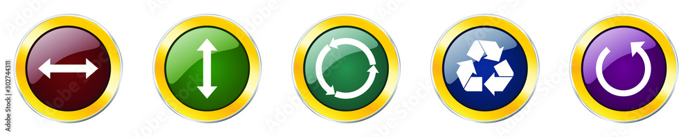 Leinwandbilder Set of colorful web glossy vector icons,  arrow, ecology, recycle and direction buttons in eps 10 for webdesign and mobile applications on white background