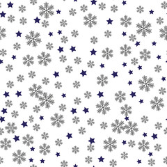 Snowflake line seamless pattern. Layered winter season ornate star background. Linear snow flakes repeat ornament for paper wrap, fabric print, wallpaper decor. Frosty ice outline vector illustration
