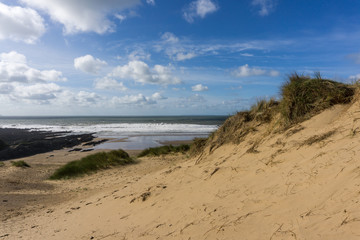 Fototapeta na wymiar Croyde bay beach and sand dunes in North Devon