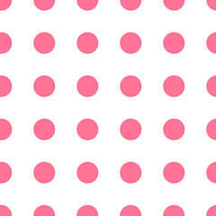 Seamless geometric pink balls pattern. Repeating geometric symmetric ornament. Tiled back. Repeatable design for decor, fabric, textile, wallpapers, cloth.