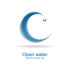 Water logo. Stylized letter C with a drop
