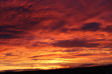Dramatic sunset and sunrise sky.