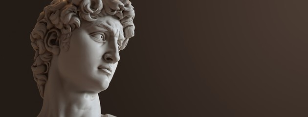 Fototapeta David sculpture by Michelangelo. Close up with dark background. (left version) obraz