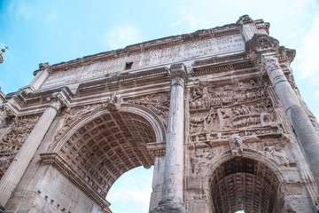 Fototapeta na wymiar Rome July 31, 2015: The Arch of Constantine in Rome Italy