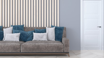 Living room interior in scandinavian style . 3D rendering