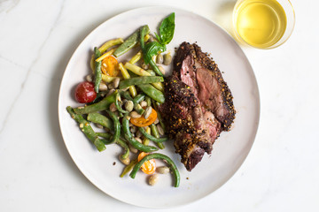 Lamb with vegetables on plate