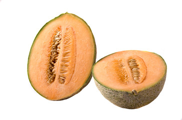 Melon, grade CARAMESA F1 500, in a cut on a white background, isolate