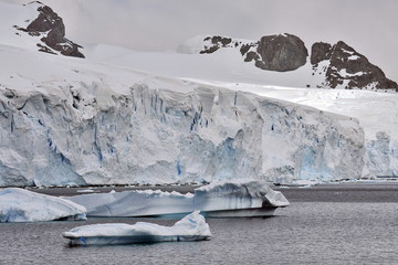 Icebergs of Antarctica. The texture of blue ice.