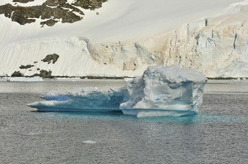 Icebergs of Antarctica. The texture of blue ice.
